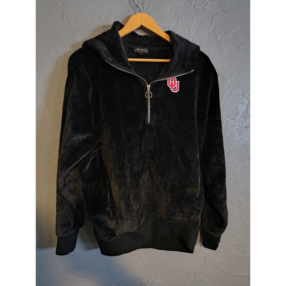 Oklahoma‎ Sooners OU Women's Half-Zip Hoodie Black Size Large No Pull String